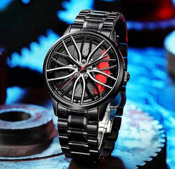 Wheel Watch With Stainless Steel (Red)