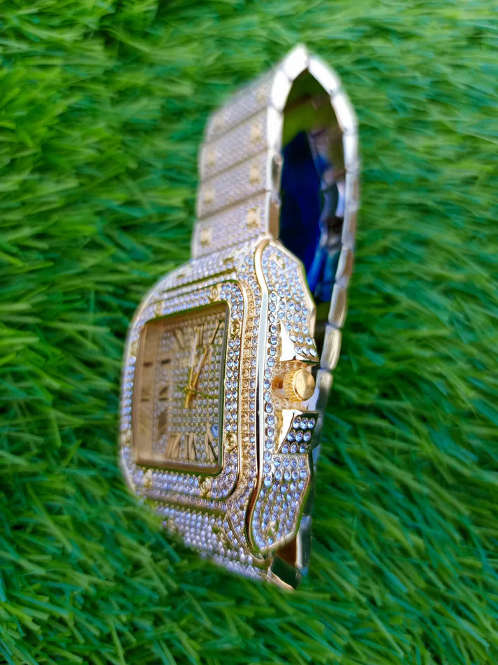 Cartier Iced Out Santos(Golden)